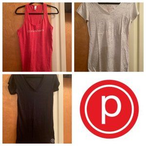 3 Pure Barre tops M pink black & white